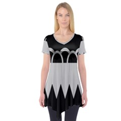 Noir Gender Flags Wave Waves Chevron Circle Black Grey Short Sleeve Tunic 