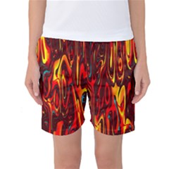 Effect Pattern Brush Red Orange Women s Basketball Shorts by Nexatart