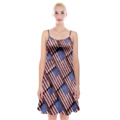 Usa Flag Grunge Pattern Spaghetti Strap Velvet Dress by dflcprintsclothing