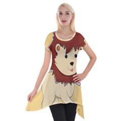 Happy Cartoon Baby Lion Short Sleeve Side Drop Tunic by Catifornia