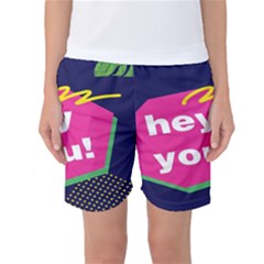 Behance Feelings Beauty Hey You Leaf Polka Dots Pink Blue Women s Basketball Shorts by Mariart