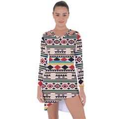 Tribal Pattern Asymmetric Cut-out Shift Dress by BangZart