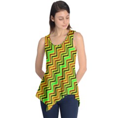 Green Red Brown Zig Zag Background Sleeveless Tunic by BangZart