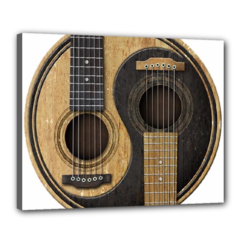Old And Worn Acoustic Guitars Yin Yang Canvas 20  X 16  by JeffBartels