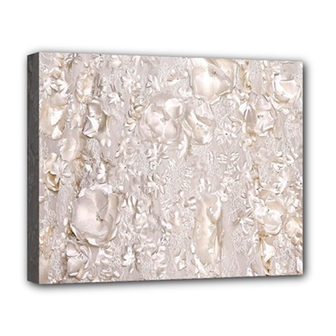Off White Lace Pattern Deluxe Canvas 20  X 16   by paulaoliveiradesign