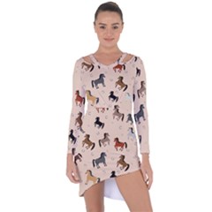 Horses For Courses Pattern Asymmetric Cut-out Shift Dress by BangZart