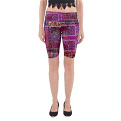 Technology Circuit Board Layout Pattern Yoga Cropped Leggings by BangZart