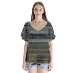 Building Pattern Flutter Sleeve Top by BangZart