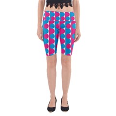 Pink And Bluedots Pattern Yoga Cropped Leggings by BangZart