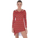 Background Retro Red Zigzag Asymmetric Cut-Out Shift Dress View1