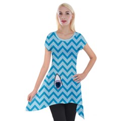 Chevron Shark Pattern Short Sleeve Side Drop Tunic by emilyzragz