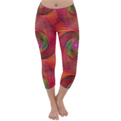Red Spiral Swirl Pattern Seamless Capri Winter Leggings  by Nexatart