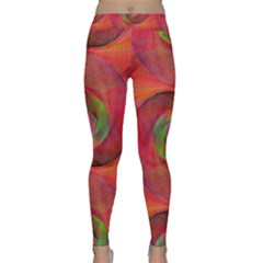 Red Spiral Swirl Pattern Seamless Classic Yoga Leggings by Nexatart