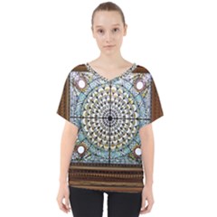 Stained Glass Window Library Of Congress V-neck Dolman Drape Top by Nexatart