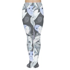 Ghosts Blue Sinister Helloween Face Mask Women s Tights by Mariart