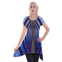 Illustration Robot Wave Rainbow Short Sleeve Side Drop Tunic by Mariart