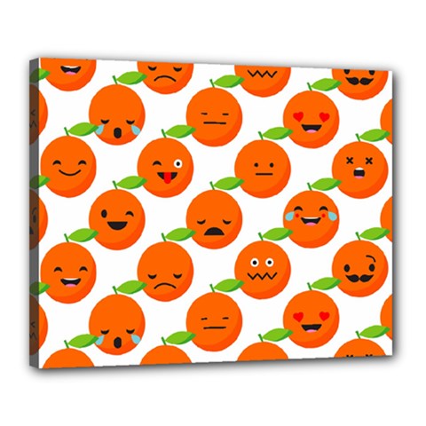 Seamless Background Orange Emotions Illustration Face Smile  Mask Fruits Canvas 20  X 16  by Mariart