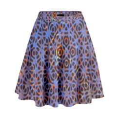 Silk Screen Sound Frequencies Net Blue High Waist Skirt by Mariart