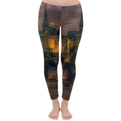 Mont St Michel Sunset Island Church Classic Winter Leggings by Nexatart