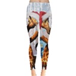 Christmas, Giraffe In Love With Christmas Hat Leggings 