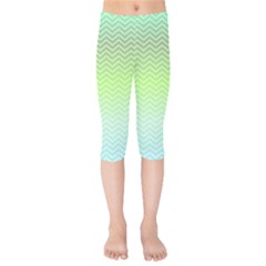 Green Line Zigzag Pattern Chevron Kids  Capri Leggings  by Nexatart