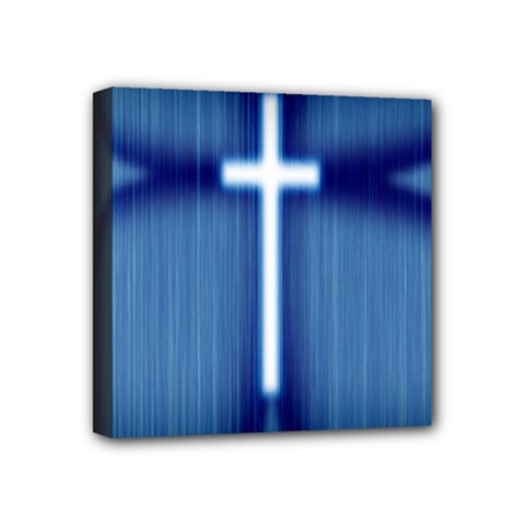 Blue Cross Christian Mini Canvas 4  X 4  by Mariart