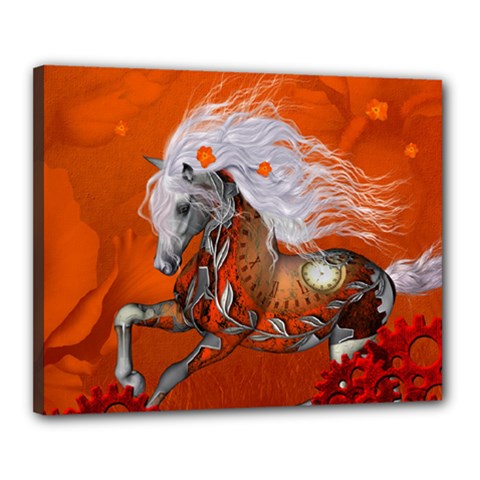 Steampunk, Wonderful Wild Steampunk Horse Canvas 20  X 16  by FantasyWorld7