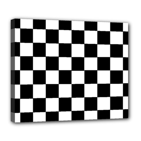 Grid Domino Bank And Black Deluxe Canvas 24  X 20   by Nexatart