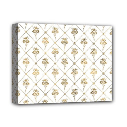 Flower Leaf Gold Deluxe Canvas 14  X 11  by Mariart
