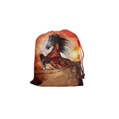 Awesome Creepy Running Horse With Skulls Drawstring Pouches (small)  by FantasyWorld7
