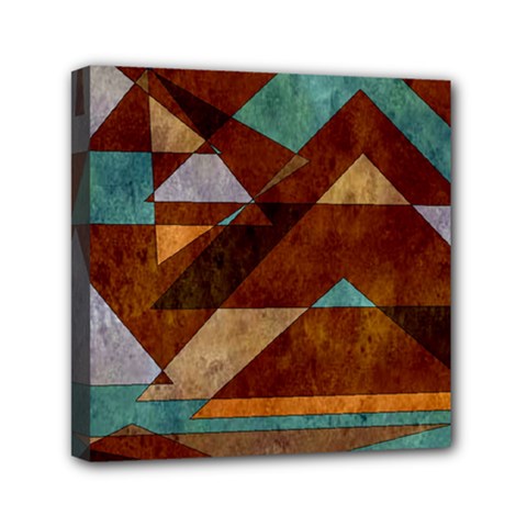 Turquoise And Bronze Triangle Design With Copper Mini Canvas 6  X 6  by digitaldivadesigns