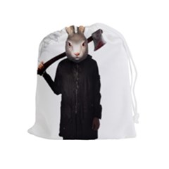 Evil Rabbit Drawstring Pouches (extra Large) by Valentinaart