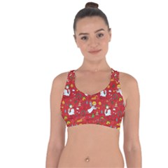 Christmas Pattern Cross String Back Sports Bra by Valentinaart