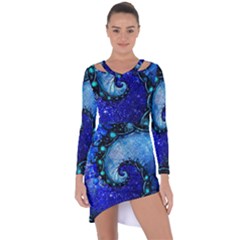 Nocturne Of Scorpio, A Fractal Spiral Painting Asymmetric Cut-out Shift Dress by jayaprime