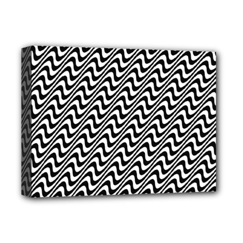 Black And White Waves Illusion Pattern Deluxe Canvas 16  X 12   by paulaoliveiradesign