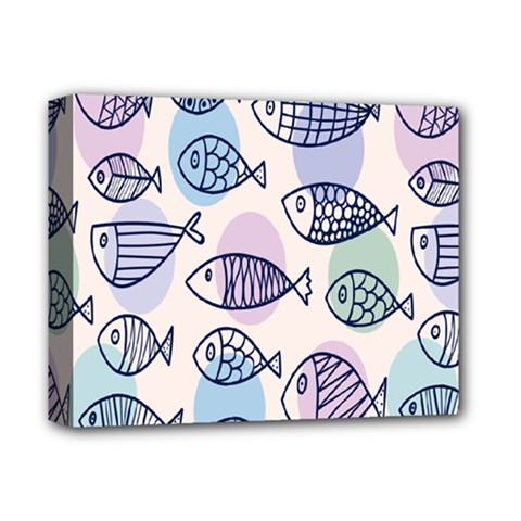 Love Fish Seaworld Swim Blue White Sea Water Cartoons Rainbow Polka Dots Deluxe Canvas 14  X 11  by Mariart