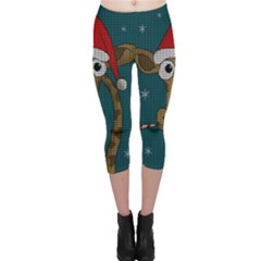 Christmas Giraffe  Capri Leggings  by Valentinaart