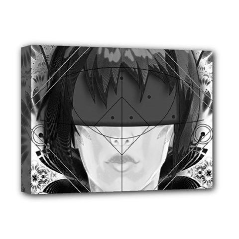 Beautiful Bnw Fractal Feathers For Major Motoko Deluxe Canvas 16  X 12   by jayaprime