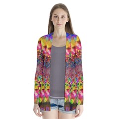 Background Color Pattern Structure Drape Collar Cardigan by Celenk