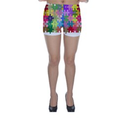 Puzzle Part Letters Abc Education Skinny Shorts by Celenk