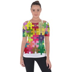 Puzzle Part Letters Abc Education Short Sleeve Top by Celenk