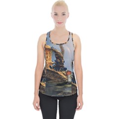 Wonderful Seascape With Mushroom House Piece Up Tank Top by FantasyWorld7