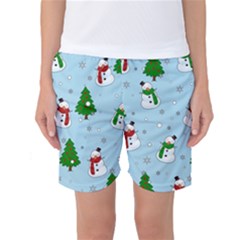 Snowman Pattern Women s Basketball Shorts by Valentinaart