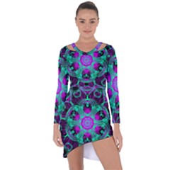 Pattern Asymmetric Cut-out Shift Dress by gasi