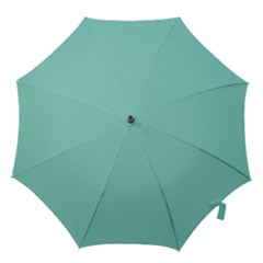 Tiffany Aqua Blue Puffy Quilted Pattern Hook Handle Umbrellas (small) by PodArtist