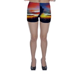 Sunset Mountain Indonesia Adventure Skinny Shorts by Celenk