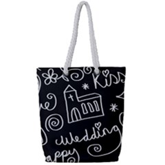 Wedding Chalkboard Icons Set Full Print Rope Handle Bag (small) by Celenk