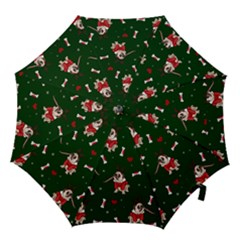Pug Xmas Pattern Hook Handle Umbrellas (large) by Valentinaart
