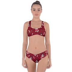 Pug Xmas Pattern Criss Cross Bikini Set by Valentinaart