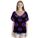 Purple Pisces On Black Background V-Neck Flutter Sleeve Top View1